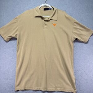 Mens Tan Texas Longhorn Polo Shirt XL Cotton Polyester Blue Generation